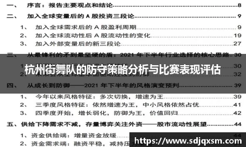 杭州街舞队的防守策略分析与比赛表现评估