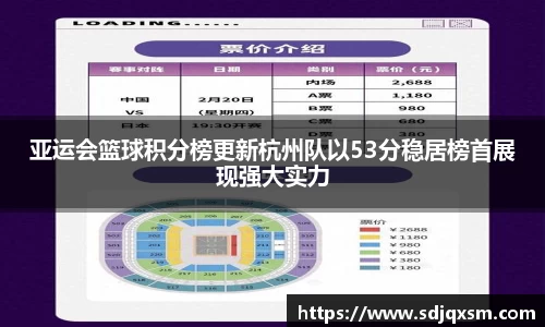 亚运会篮球积分榜更新杭州队以53分稳居榜首展现强大实力
