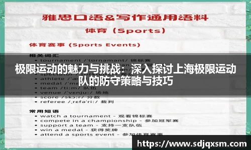极限运动的魅力与挑战：深入探讨上海极限运动队的防守策略与技巧